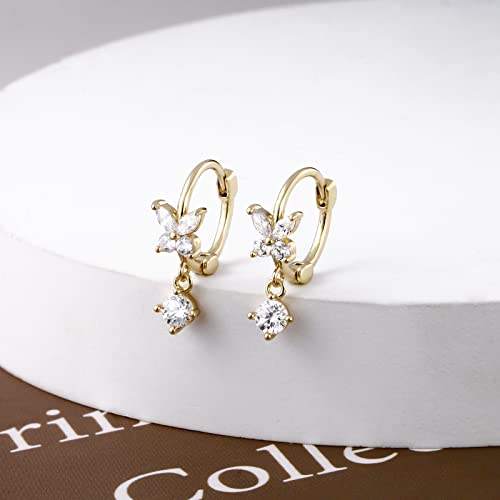 Image of DAILY VIBES Dainty Butterfly Cross CZ Small Huggie Hoop Earrings for Women