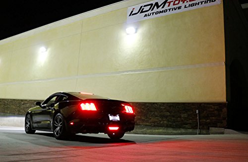 Ijdmtoy Smoked Lens All-In-One Led Rear Fog Light Kit Compatible With 2015-2017 Ford Mustang, W/Brilliant Red Led Ring As Tail/Brake Lamp & White Led As Backup Reverse Lamp #TOP7