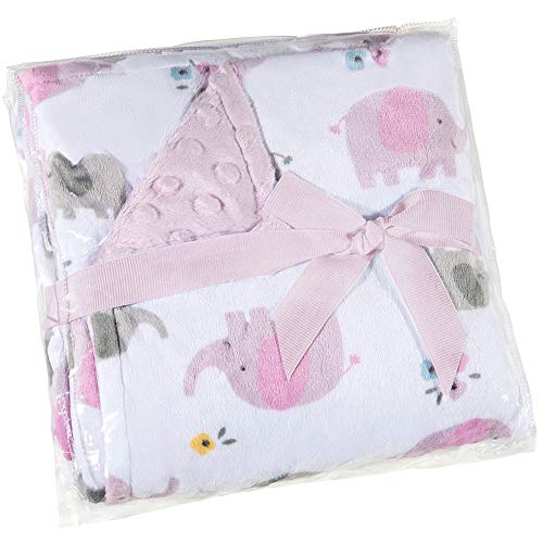 Manta para Bebê Elefantes Rosa Fleece Dupla Face Lepper