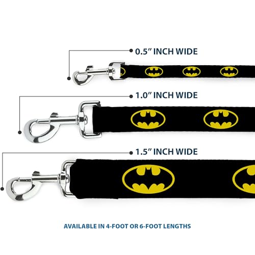 Buckle-down schmal 1,3 cm Batman Shield Schwarz/Gelb Hund Leine, 4-ft X 1/5,1 cm