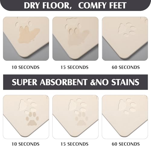 Drydiet Dog Gift Stone Mat for Dog Bowl Diatomaceous Earth Absorbent Non Slip Cat Puppy Mat for Food and Water Quick Drying Easy to Clean Placemat for Bowl Dish(Beige,16 x 12 Inch) by Drydiet - Image 4