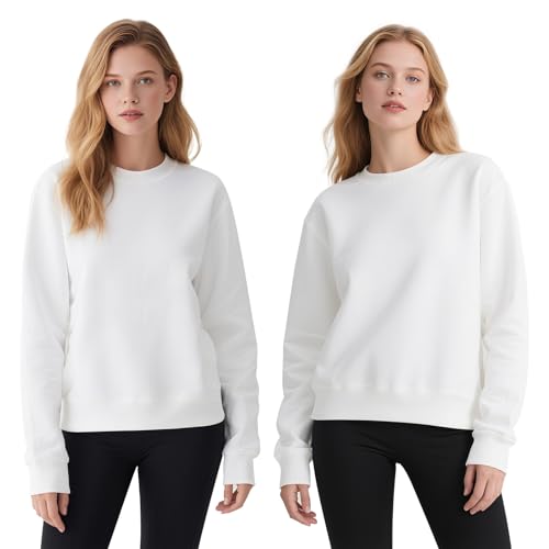 2 PCS Crewneck Sweatshirt White Sublimation Polyester Sweatshirts For Women