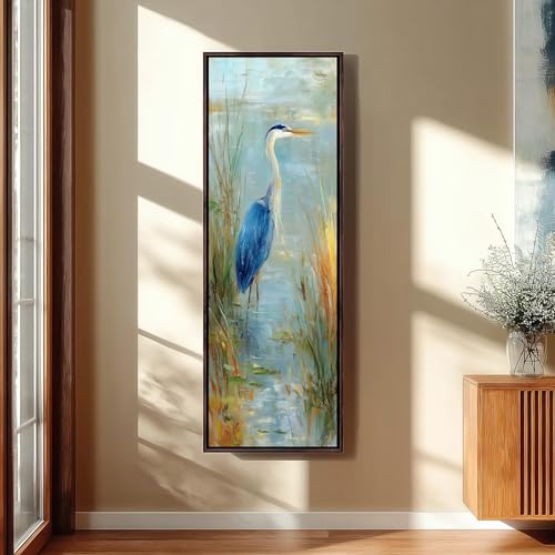 Décoration héron bleu impressionniste pour habiller un mur vide