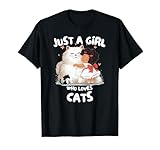 just a girl who loves cats cutei kittie love maglietta