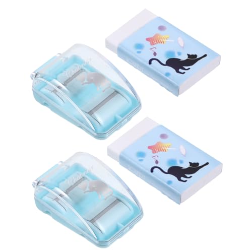 OUNONA 2セット 卓上クリーナー消しカスローラー 携帯用消しゴム屑収器 破れにくい弾力素材 大容量チップボックス付き オフィスや学校で使