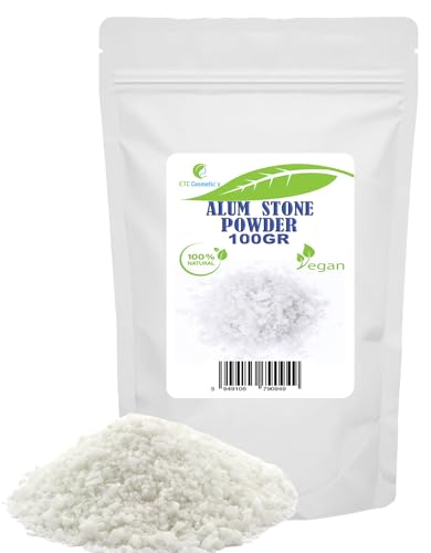 ALUM POLVO (Potasium ALUM) - 100 GR - 100% natural | Ideal para la formulación de desodorantes, cuidado corporal y productos para después del afeitado