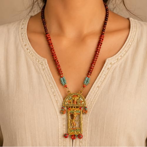 Image of AAKRITI ART CREATIONS Handcrafted Tribal Necklace Collection | Royal & Queen-Inspired Artisan Brass Statement Jewelry | Ethnic, Elegant & Regal Necklaces for Women