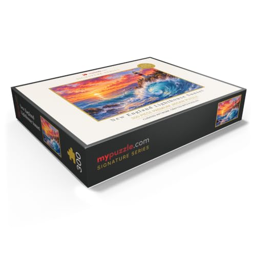 MyPuzzle New England Lighthouse Sunset - Premium 300 Piece Jigsaw Puzzle for Adults by MyPuzzle.com - Used condition - Image 3