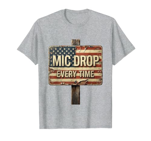 Mic Drop Hip Hop Graphic T-Shirt Men Heather Grey Large