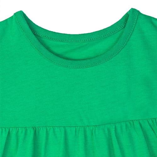 Image of HILEELANG Little Girl Short Sleeve Dress Easter Cotton Casual Applique Tunic Shirt Dresses