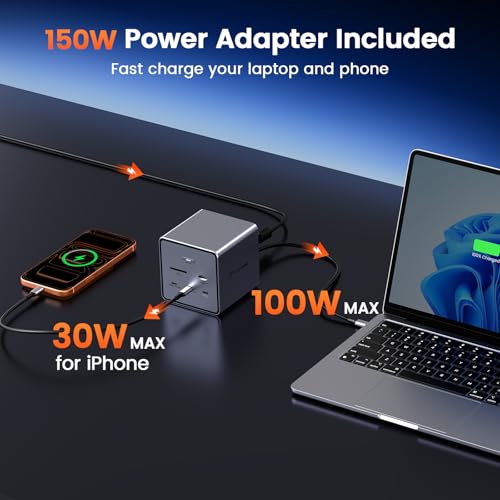 Image of TobenONE 16-in-1 Laptop Docking Station 𝗧𝗿𝗶𝗽𝗹𝗲 𝟰𝗞 Monitor with 150W Power Supply, 3 HDMI, 2.5Gbps Ethernet, 7 USB, USB-C Docking Station for Thunderbolt 5 /4 /3 Windows /Dell /Lenovo /HP /Asus
