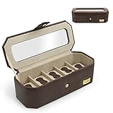Cordays, scatola per orologi da uomo; set di 5 pezzi in eco pelle Scatola per orologi da uomo con vetrina; fatto a mano; di altissima qualità; colore: marrone. CDM-00034.