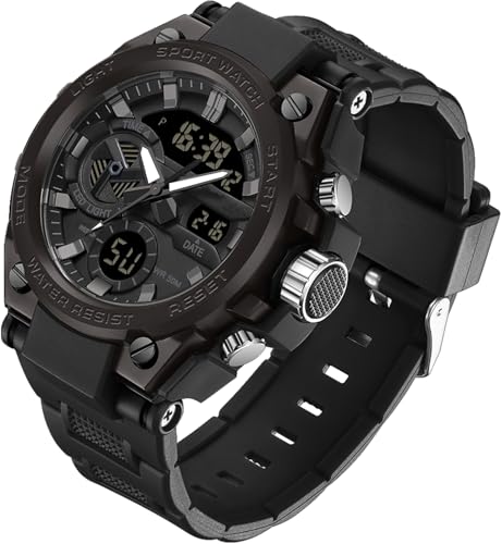 findtime Armbanduhr Herren Militär Uhr Schwarz Digitale Sportuhren Outdoor 5 ATM wasserdichte Digitaluhr für Männer Wecker/Kalender/Stoppuhr/Stoßfes