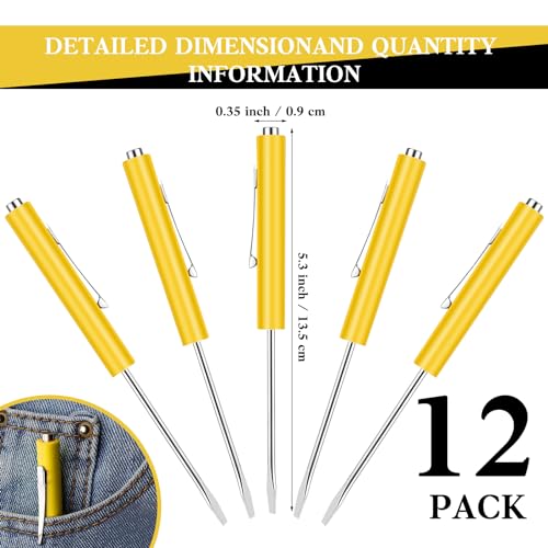 Image of 12 Pieces Pocket Screwdriver Mini Tops And magnetic pocket screwdriver with A Single Blade Head for Mechanical, Electrician (yellow)