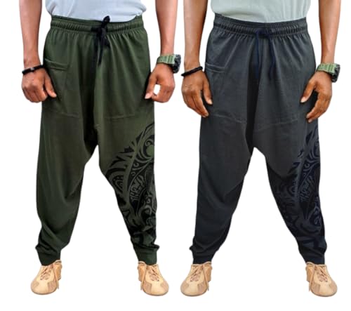 Image of Unisex Harem Pants (Trousers) for Adults (Pack of 2) Multi Colors