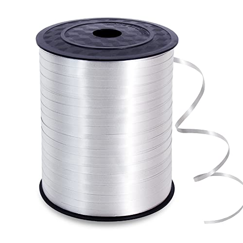 TONIFUL 500 Yards Curling Ribbon-Balloon Ribbon-Balloon String for Art&Craft Decor Gift Wrapping Ribbons and Bows for Christmas New Year Birthday Gifts (Silver)