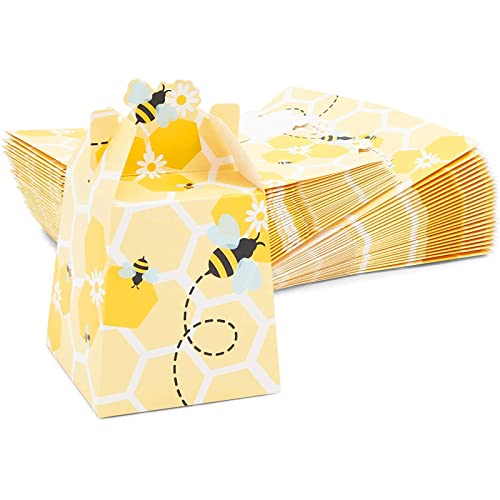 Sparkle and Bash Paper Treat Boxes for Bee Birthday Party - 50-Pack Honey Bee Boxes (3.5 x 3.5 x 5.5 Inch) Candy Containers, Decorative Party Supplies Sparkle and Bash Paper Treat Boxes for Bee Birthday Party - 50-Pack Honey Bee Boxes (3.5 x 3.5 x 5.5 Inch) Candy Containers, Decorative Party Supplies