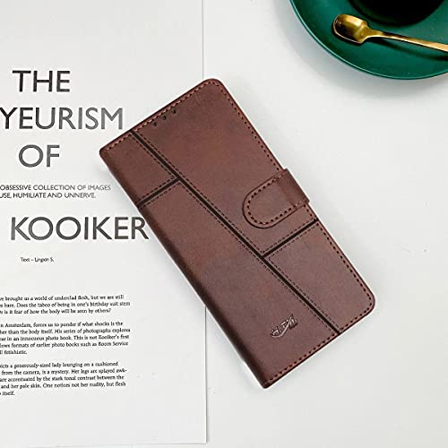 Image of Jkobi Flip Cover Case for Vivo iQOO Z6 Pro (Stitched Leather Finish | Magnetic Closure | Inner TPU | Foldable Stand | Wallet Card Slots | Brown)
