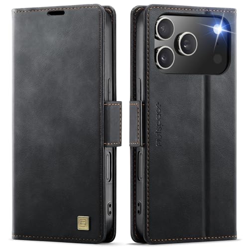 Étui iPhone 17 Pro avec béquille pliable pour visionnage vidéo et étui portefeuille en cuir