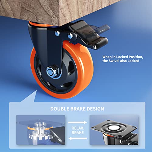 Wozeseik HDO3INP 3 Inch Casters Set Of 4 Heavy Duty thumb #2