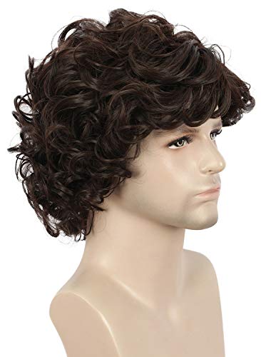 Yuehong HD-1286 Mens Short Curly Brown Wig Anime Cosplay Wigs Halloween Cosplay Costume Hair Wig thumb #2