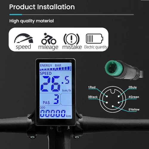 ZAWELIYO Electric Bicycle LCD Display, 5 Pin 24V 36V 48V 60V Electric LCD Display Meter M5 Panel Screen Replacement Accessories LCD Display Screen for e Bike 31.8mm 22.2mm Handlebar Electric Bicycles by ZAWELIYO - Used condition - Image 3