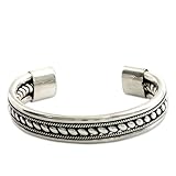 NOVICA Artisan Handcrafted Sterling Silver Cuff Bracelet Modern Bali Indonesia Balinese Traditional [6 in L (end to End) x 0.6 in W] ' Strength of Celuk'