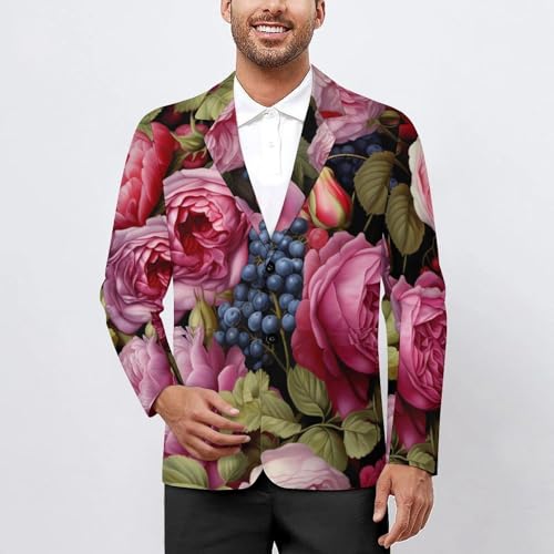 Flowers and Grapes Men's Casual Blazers Slim Fit Sport Coats Blazer Two Buttons Suit Jacket for Work Party2