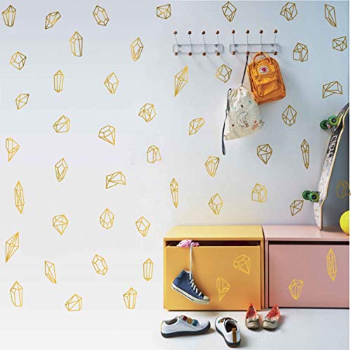 50 Pcs Geometric Shapes & Gems Wall Stickers Home Decor Vinyl Decals For Kids Room D999 (Gold) #TOP1