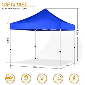 Pop Up Canopy Tent 10x10 for Outdoor Heavy Duty Commercial Instant Sun Shelter,with Wheeled Carry Bags,4Ropes and Stakes and 4 sandbags, Blue Pop Up Canopy Tent 10×10 for Outdoor Heavy Duty Commercial Instant Sun Shelterwith Wheeled Carry Bags4Ropes and Stakes and 4 sandbags Blue