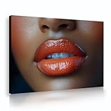 モダンな抽象的なキャンバスウォールアートエレガントなデザイン大きなポスターペインティング女性の顔唇のクローズアップアートワークリビングルームベッドルームの装飾65x100cmインナーフレーム