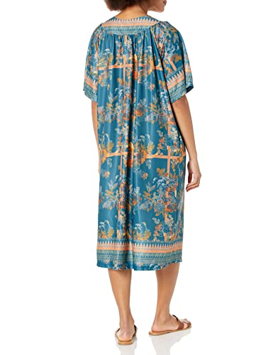 Image of AmeriMark Casual Women's Patio Muumuu House Dress Loose Comfortable Short Sleeve Sun Dress Lounger Gown Sleepwear for Ladies