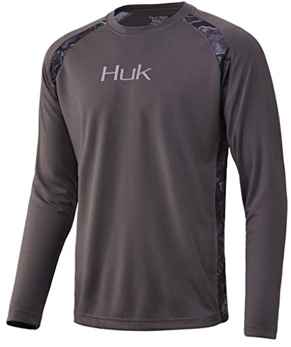 Huk Men's Strike Solid Long Sleeve Shirt | Long Sleeve Performance Fishing Shirt With +30 UPF Sun Protection & Water Repellent & Stain Resistant Material, Hannibal Bank, XX-Large