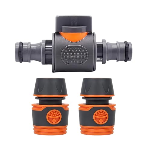 3Pack Quick Release Double Male Hose Connectors Shut Off Valve,2pcs End Quick Connectors for Hose Pipe Fitting 1/2 Plastic Tap Connector,Double Garden Regulator Valve