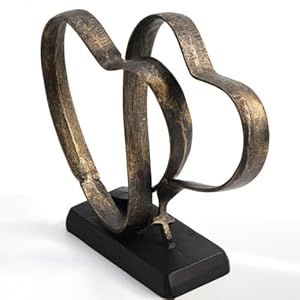 Two Hearts and Cross Sculpture,Double Heart Ornament,Double Heart Statue,Home Decoration sculpture,Creative Home Modern Gift Office Living Room Decoration Collection Souvenir