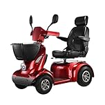 Heavy-Duty 4 Wheel Mobility Scooters for Adults, 800W All Terrain Mobility Scooters for Seniors, Supports +300 Lbs, Handicap Electric Scooter with Seat, Long Range Up to 21 Miles, (NINA-Red)