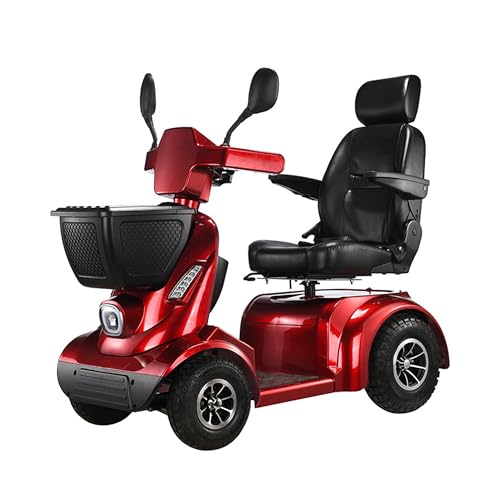Heavy-Duty 4 Wheel Mobility Scooters for Adults, 800W All Terrain Mobility Scooters for Seniors, Supports +300 Lbs, Handicap Electric Scooter with Seat, Long Range Up to 21 Miles, (Red)