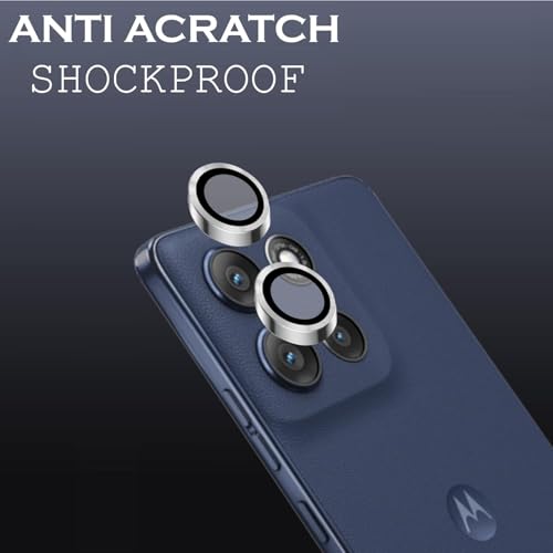 Image of ZARALA Camera Lens Frame Glass Compatible with Motorola G86 Power 5G Tempered Glass Aluminum Alloy Frame Individual Camera Lens Protector Cover Silver