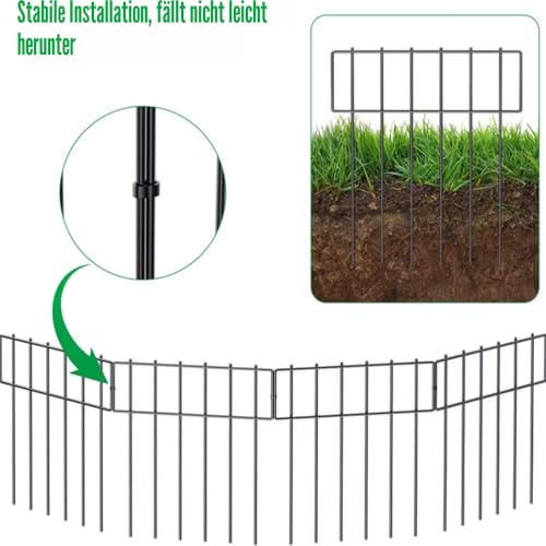 10 Stück Garten Tierbarriere Zaun, rostfreies Metall, Anti-Doggie Graben Garten Grenze, Hunde Kaninchen, Blocker Zaun für den Außenbereich, insgesamt 3,3 m (L) x 43,2 cm (H) (10)