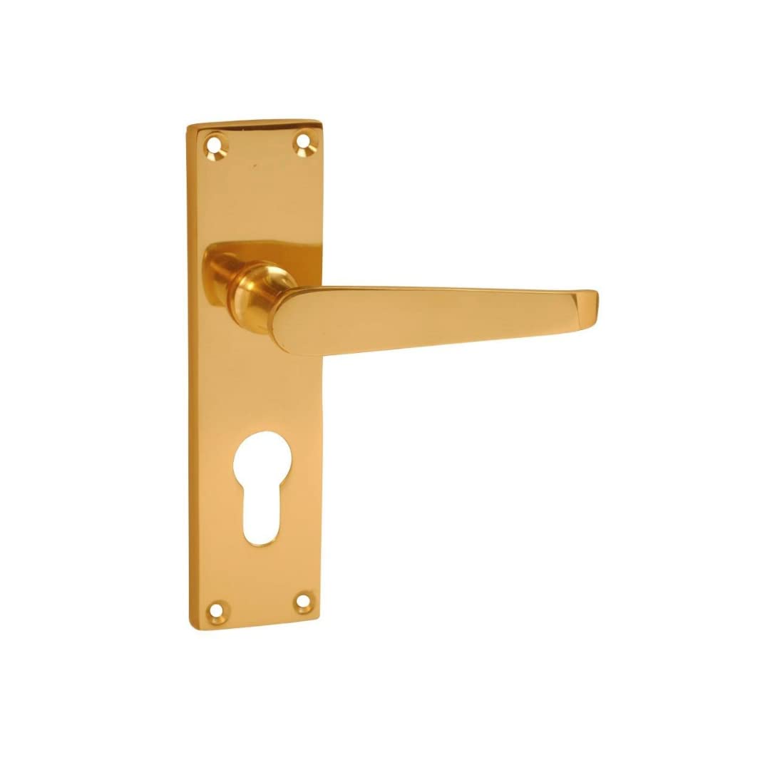 VIBE Victorian Straight Lever Euro 150mm on Brass Door Handle Victorian Straight Lever Euro on Brass for Internal Doors