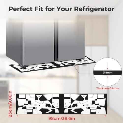 Image of Fridge Mat - 9.1 inch x 38.6 inchRefrigerator Mats with Water Absorbent, Leak-Proof Rubber Backing, Easy to Clean, Bohemian Design, Protect Floors from Spills (Geo)