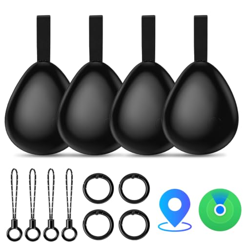 OAQQIIW Tracker Tags (iOS Only) 4 Pack: Bluetooth Item Finder with Apple Find My APP, Item Locator for Keys Finder, Bags Wallets Anti-Loss, IP68 Waterproof Smart Tag (F16 Black)