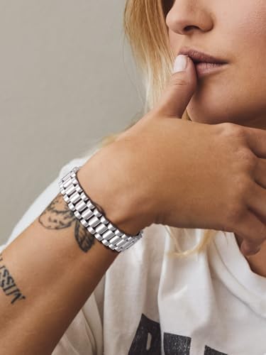 Bandmax Stainless Steel Watch Strap Link Chain Bracelets 10MM/15MM Waterproof Chic Chunky Fake Watch Hand Chain Wristbands Gift for Men Women, Custom Available2