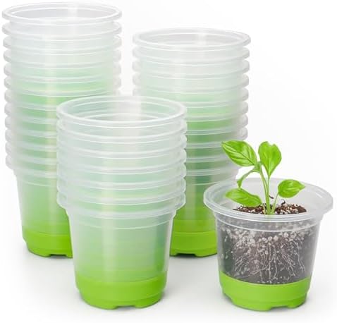 MIXC Thickened Clear Nursery Pots with Silicone Base for Easy Tra...