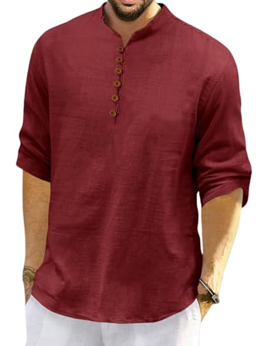 Image of FINIVO FASHION Men's Solid Cotton Blend Regular Fit Straight Kurta with Roll of Sleeve and Classic Collar, Pack of 1