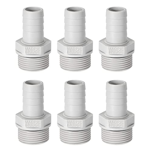 sourcing map 6 Stück PVC Schlauchanschluss Schlauchverbinder 12mm oder 15/32 "mit Widerhaken x 3/4" G Stecker Rohr Schlauchtülle Wasseranschluss Verlängerung