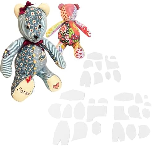 Goshyda Memory Bear Template Ruler Set, 30 Pcs Acrylic Memory Bear Sewing Patterns Template for Beginners, Template Quilting Cutting Set for Sewing Bear Pattern Template