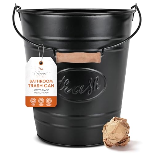Autumn Alley Farmhouse Bathroom Trash Can - Decorative Rustic Black