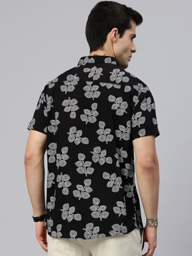 Image of Majestic Man Slim Fit Floral Printed Pure Cotton Casual Half Sleeve Shirt