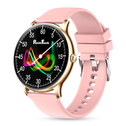 Image of PunnkFunnk Glavito Round Dial Smartwatch with 1.49 inch AMOLED Display, Bluetooth Calling, Functional Crown Control, 100+ Sports Modes, IP67, Health Tracking, 100+ Watch Faces for Men & Women (Pink)
